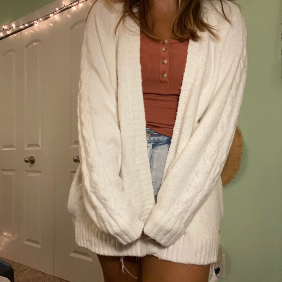 cozy white cardigan